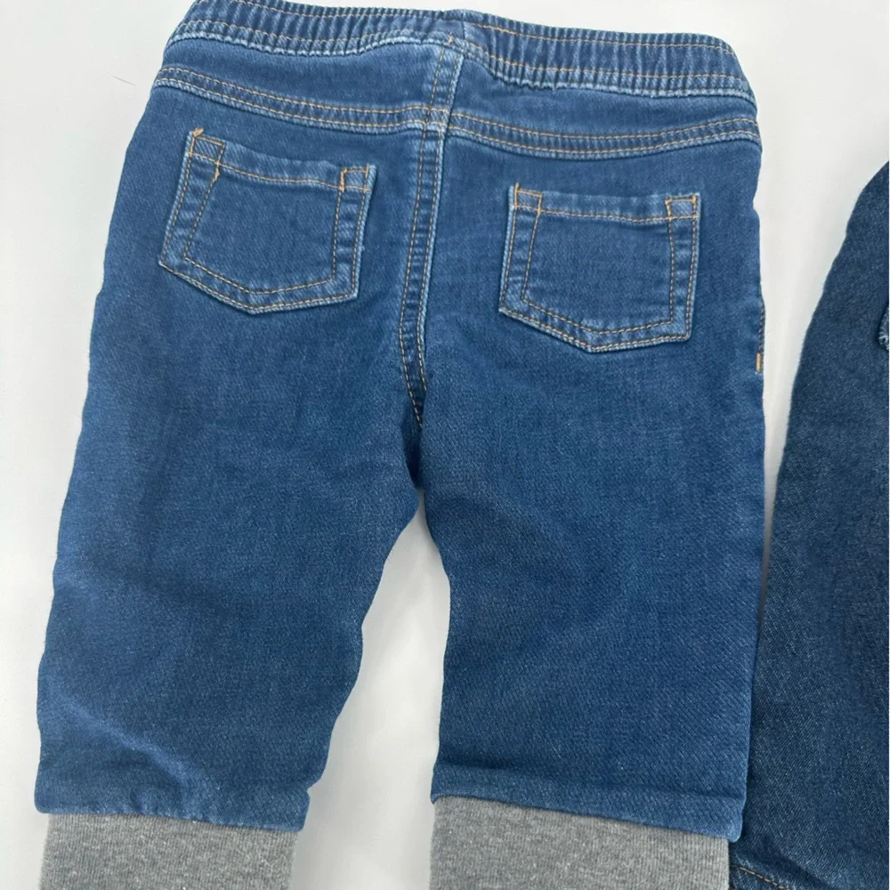 Lot of 2 Cat & Jack Dark Blue Denim Jogger Pants 3-6Month baby infant jeans